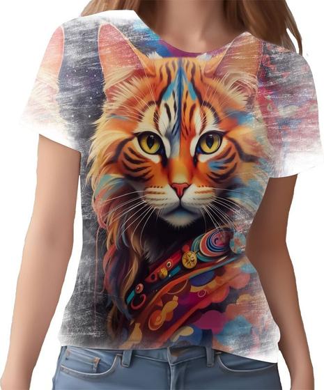 Imagem de Camiseta Camisa Rave Gato Psicodélico Good Vibe Festa 15