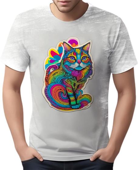 Imagem de Camiseta Camisa Rave Gato Psicodélico Good Vibe Psicodelia 9