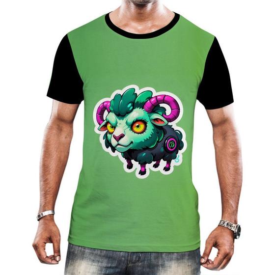 Imagem de Camiseta Camisa Tshirt Animais Cyberpunk Carneiro Bode Cabra