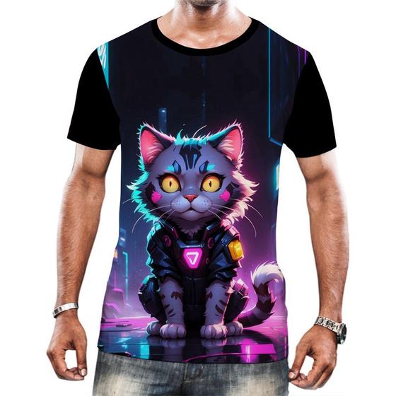 Imagem de Camiseta Camisa Tshirt Animais Cyberpunk Gatos Felinos HD 2