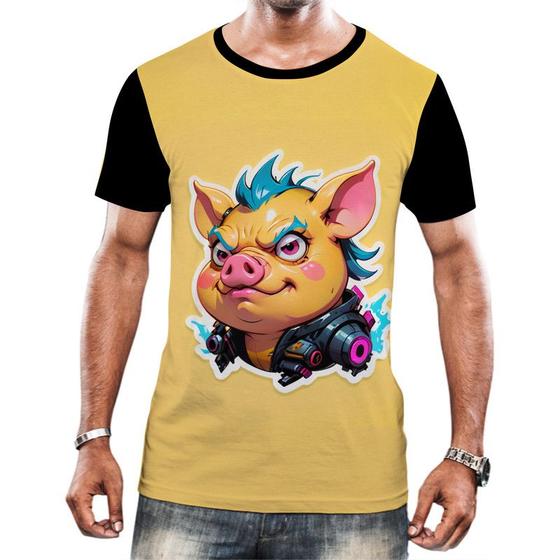 Imagem de Camiseta Camisa Tshirt Animais Cyberpunk Javali Porcos HD 1