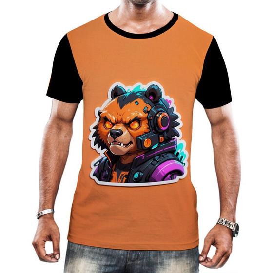 Imagem de Camiseta Camisa Tshirt Animais Cyberpunk Urso Marrom HD 1