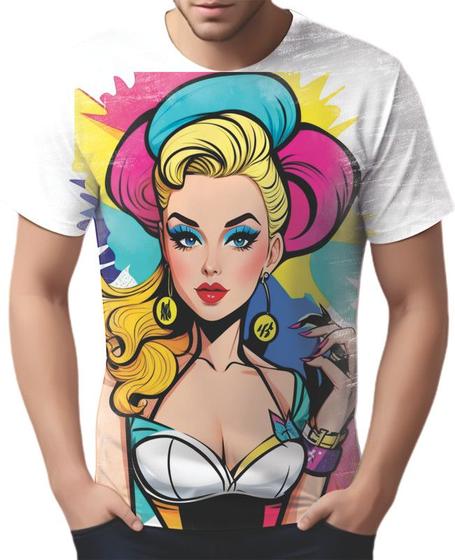 Imagem de Camiseta Camisa Tshirt Estampa Mu.lher Loira Pop Art Moda 8