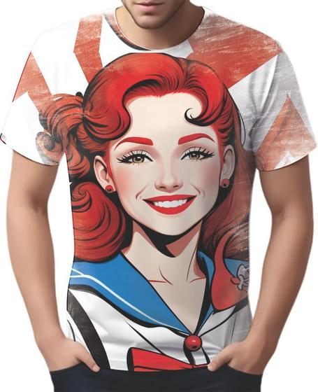 Imagem de Camiseta Camisa Tshirt Estampa Mu.lher Marinheira Pop Art 3