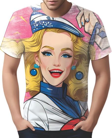 Imagem de Camiseta Camisa Tshirt Estampa Mu.lher Marinheira Pop Art 5