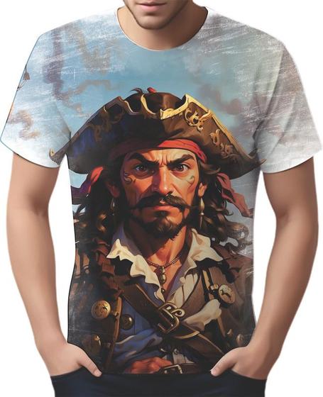 Imagem de Camiseta Camisa Tshirt Estampa Pirata Alto Mar Navios HD 1