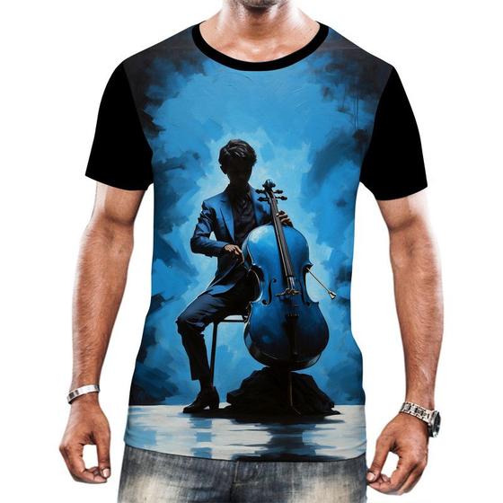 Imagem de Camiseta Camisa Tshirt Instrumento Corda Violoncelo Arte 1
