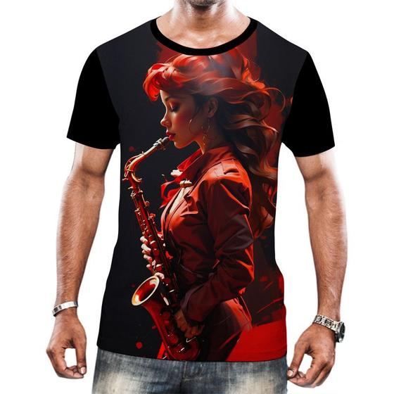 Imagem de Camiseta Camisa Tshirt Instrumento Saxofone Saxofonista HD 1