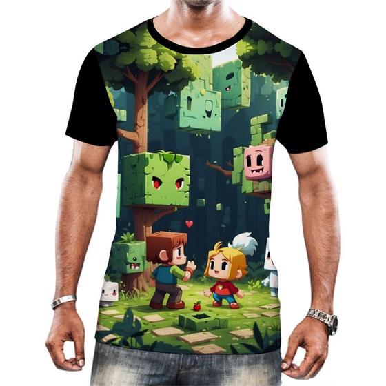 Imagem de Camiseta Camisa Tshirt Jogo Quadrado de Blocos Mineração 3