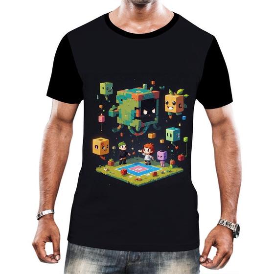 Imagem de Camiseta Camisa Tshirt Jogo Quadrado de Blocos Mineração 6