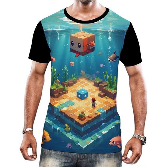 Imagem de Camiseta Camisa Tshirt Jogo Quadrado de Blocos Mineração 8