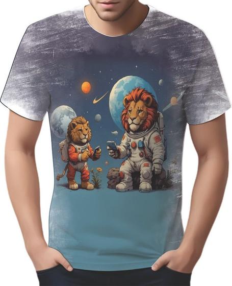 Imagem de Camiseta Camisa Tshirt Savana Leão Astronauta Lua Marte 2