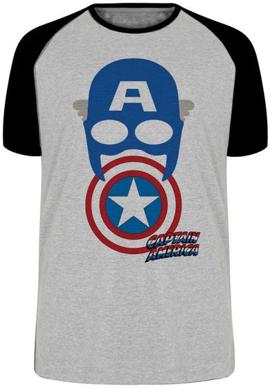 Imagem de Camiseta Capitão América  Máscara Escudo Blusa Plus Size extra grande adulto ou infantil