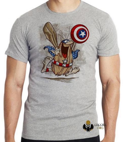 Imagem de Camiseta  Capitão Cavérica escudo Blusa criança infantil juvenil adulto camisa tamanhos