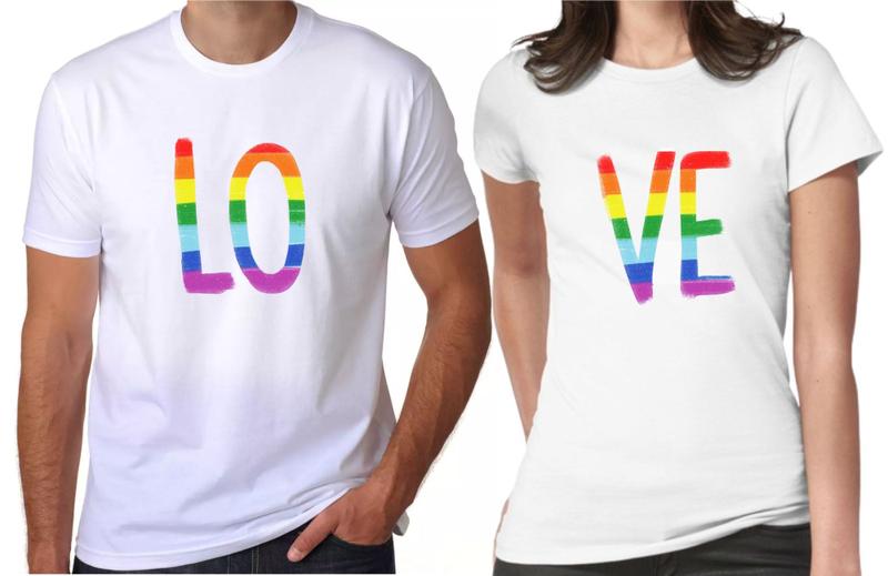 Imagem de Camiseta Casal Love Arco Íris 2 Camisas