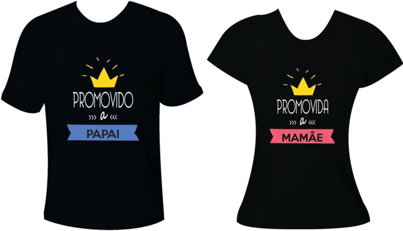 Imagem de Camiseta Casal Promovido a Papai e Mamãe com Coroa