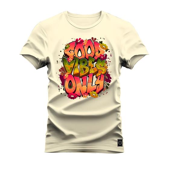 Imagem de Camiseta Casual 100% Algodão Estampada Good Viber Only