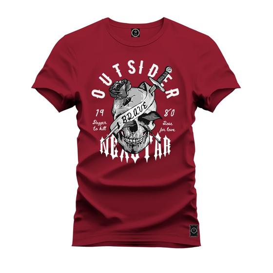 Imagem de Camiseta Casual 100% Algodão Estampada Ousider Caveira