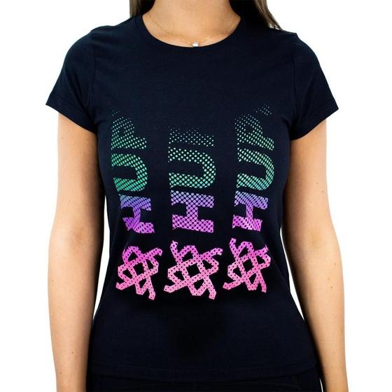 Imagem de Camiseta Casual HUPI Triple Feminina Babylook Preto