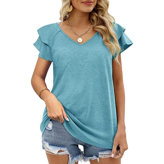 Imagem de Camiseta casual, moda feminina, manga curta, algodão modal