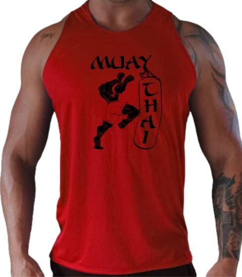 Imagem de Camiseta Cavada Regata Muay Thai Academia Musculação Caminhada Treino