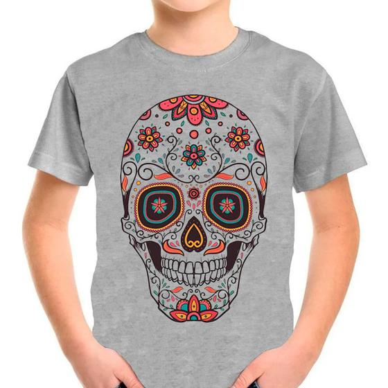 Imagem de Camiseta Caveira Mexicana Skull Cinza Infantil03