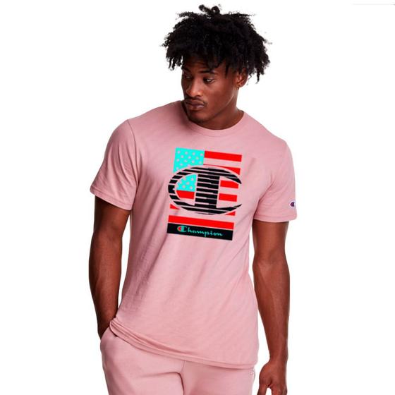 Imagem de Camiseta champion patrit usa masculina - rosa m