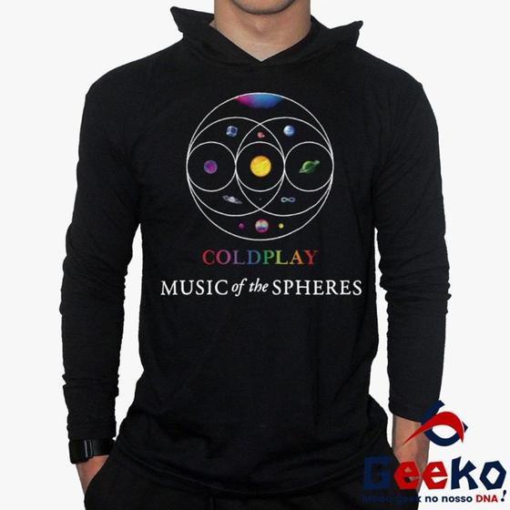 Imagem de Camiseta Coldplay Manga Longa com Capuz 100% Algodão Music Of The Spheres Rock Alternativo Geeko