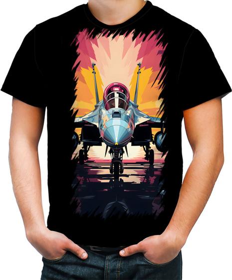 Imagem de Camiseta Colorida Aeronautica Caça Avião Guerra Fighter 4