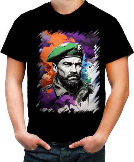 Imagem de Camiseta Colorida Boina Verde Soldado Batalhão 14