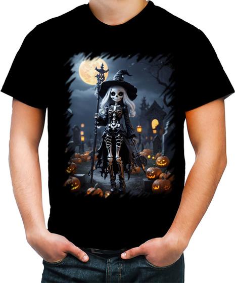 Imagem de Camiseta Colorida Bruxa Caveira Halloween 17