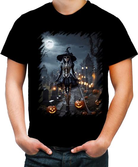 Imagem de Camiseta Colorida Bruxa Caveira Halloween 2