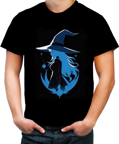 Imagem de Camiseta Colorida Bruxa Halloween Azul Festa 1