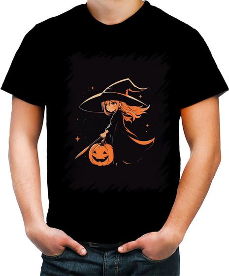 Imagem de Camiseta Colorida Bruxa Halloween Laranja Festa 1