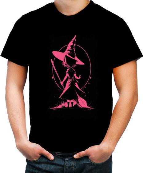 Imagem de Camiseta Colorida Bruxa Halloween Rosa 3