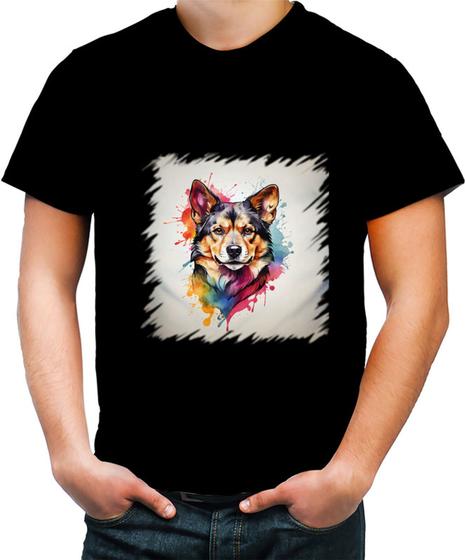 Imagem de Camiseta Colorida Cachorro Ilustrado Cromático Abstrato 1