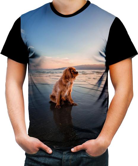 Imagem de Camiseta Colorida Cãozinho na Praia Paz Feliz Verão 1