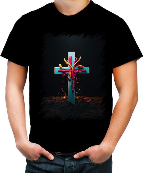Imagem de Camiseta Colorida da Cruz de Jesus Igreja Fé 41