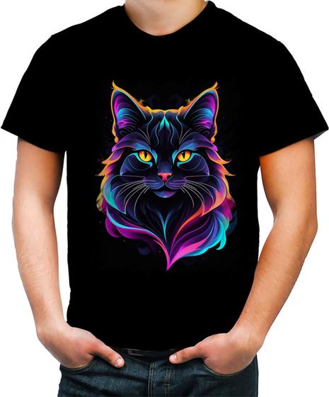 Imagem de Camiseta Colorida de Gatinho Colorido Neon Vetor 4