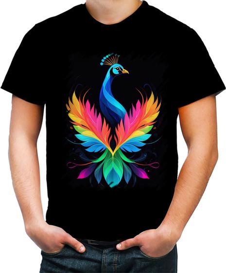 Imagem de Camiseta Colorida de Pavão Colorido Neon Vetor 8