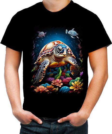 Imagem de Camiseta Colorida de Tartaruga Marinha Desenhada 6