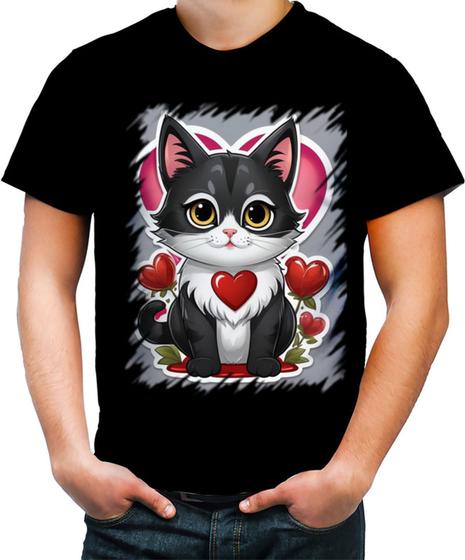 Imagem de Camiseta Colorida Dia dos Namorados Gatinho 17