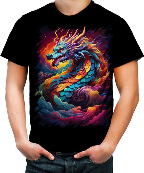 Imagem de Camiseta Colorida Dragão Chinês Lendário Mito 2