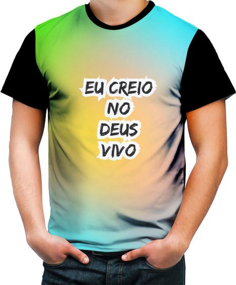 Imagem de Camiseta Colorida Eu Creio no Deus Vivo Jesus Gospel 1