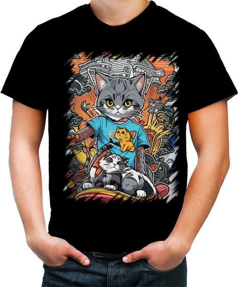 Imagem de Camiseta Colorida Gatinho no Pôrdo Sol Sunset 19