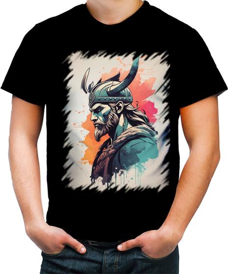 Imagem de Camiseta Colorida Guerreiro Viking Nórdico Tribo 3