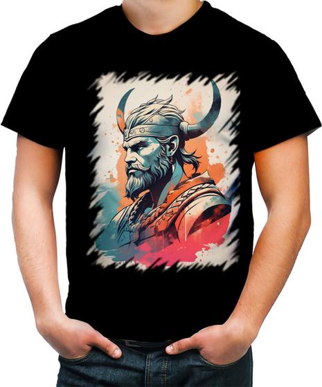 Imagem de Camiseta Colorida Guerreiro Viking Nórdico Tribo 4