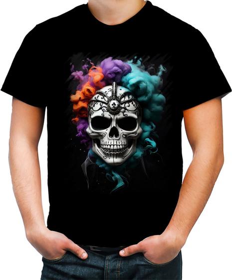 Imagem de Camiseta Colorida La Muerte Mexicana Dama Esqueleto 1