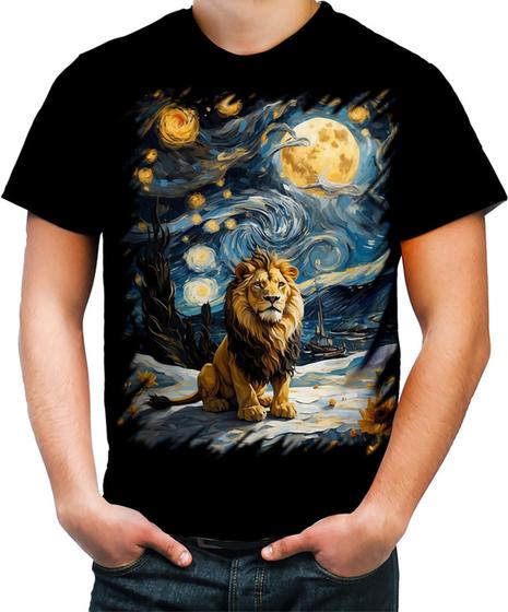 Imagem de Camiseta Colorida Leão Noite Estrelada Van Gogh 2