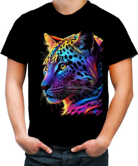 Imagem de Camiseta Colorida Leopardo Ondas Magnéticas Vibrante 15